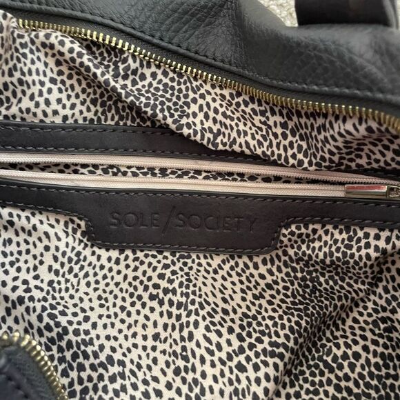 Sole Society Dark Grey Leather Medium Handbag - Picture 3 of 6